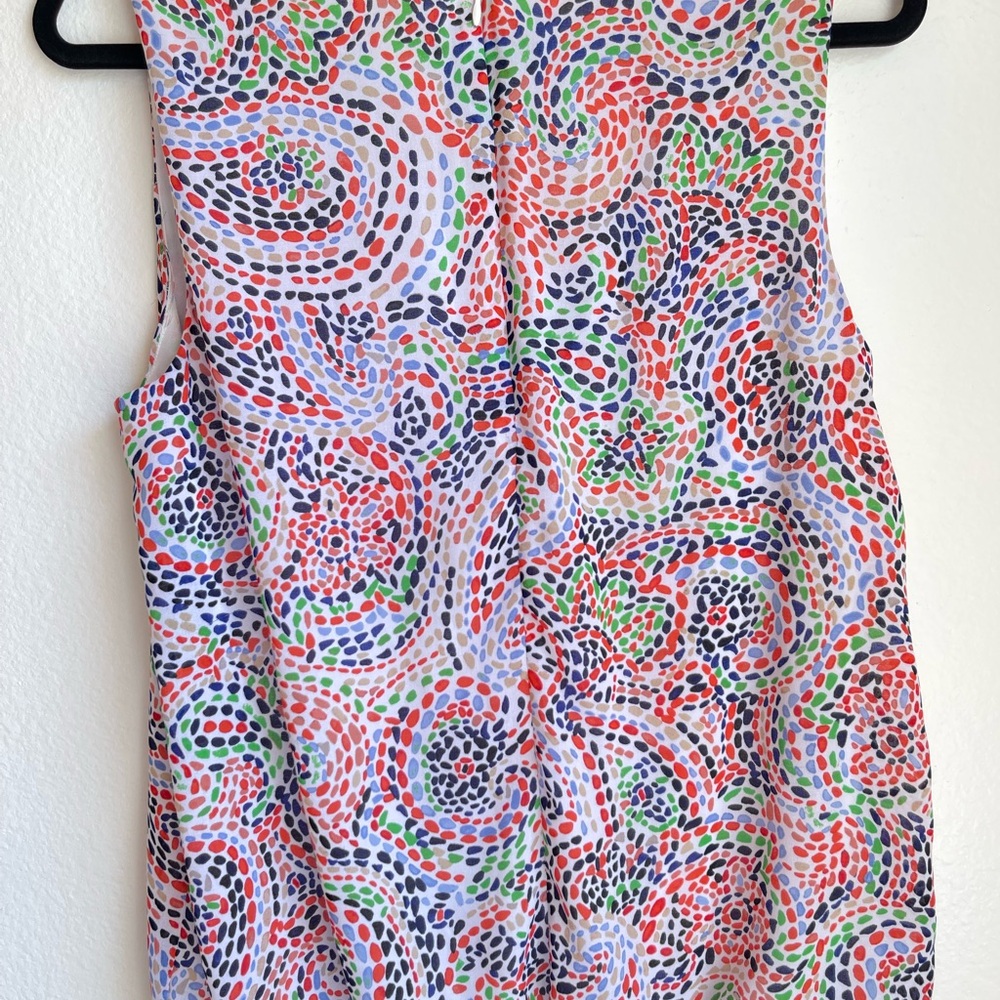 Liz Claiborne Sleeveless Multicolor Swirl Print Top White/Pink/Blue/Green Size L - Picture 6 of 9